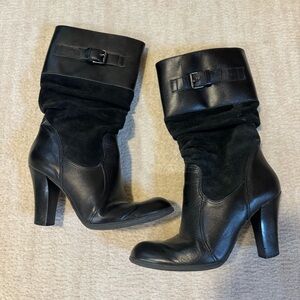 leather and suede slouchy boots